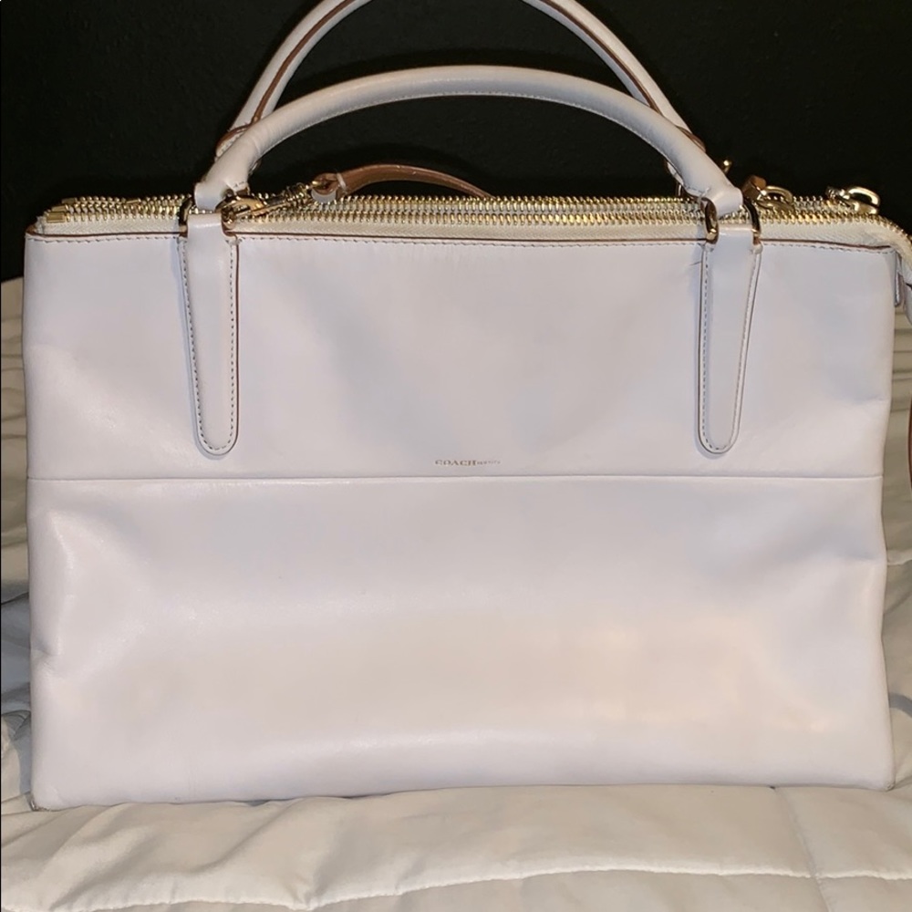 Coach borough bag satchel in white/tan